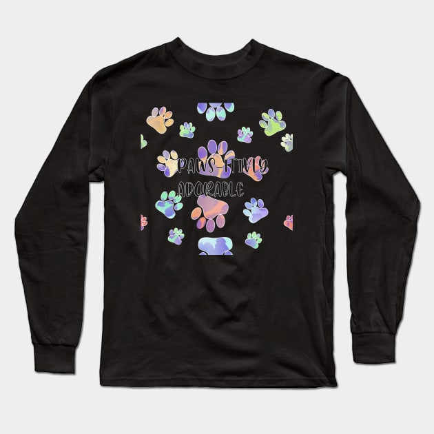 Pawsitivly Adorable Rainbow Paws Long Sleeve T-Shirt by FamilyCurios